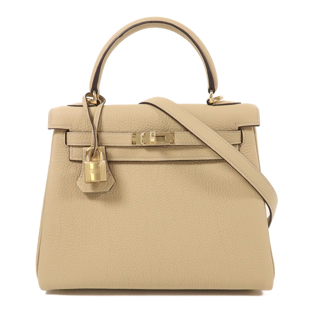 HERMES GHW Kelly II 25 2 Way Shoulder Bag Handbag Togo Leather Trench: HERMES GHW Kelly II 25 2 Way Shoulder Bag Handbag Togo Leather Trench