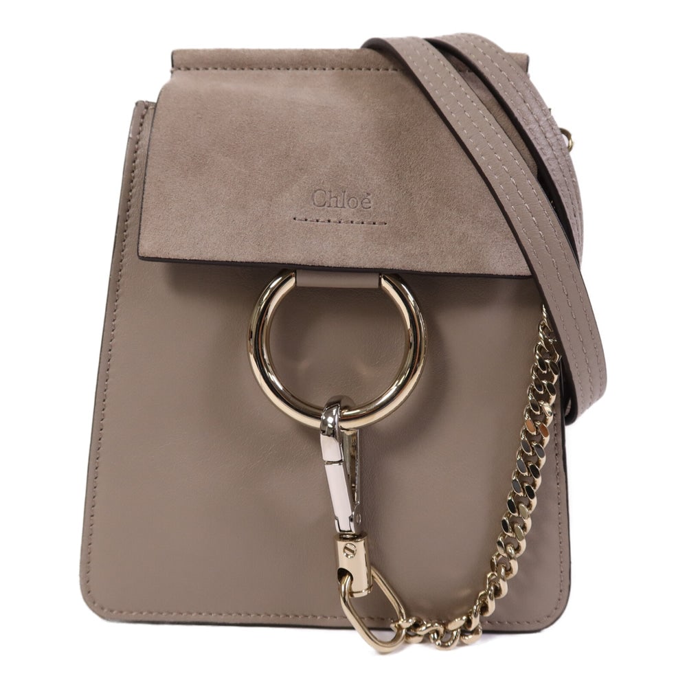 Chloe Faye Mini 2Way Bag Gray: Gray calfskin and suede mini Faye bag. 15.5 x 18.5 x 9 cm.
