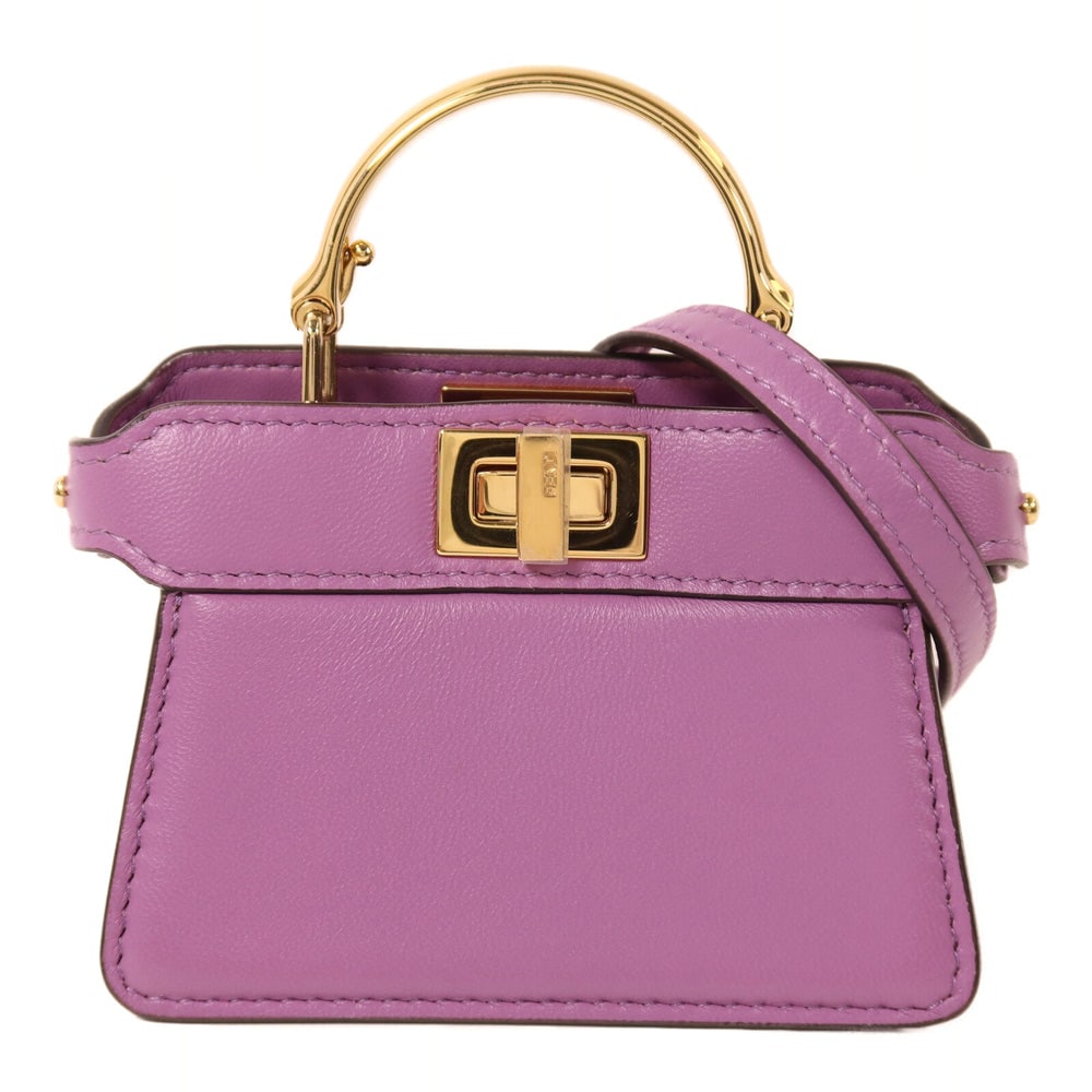 Fendi Nano Peekaboo 2Way Purple: Purple calfskin nano 2Way shoulder bag. Includes shoulder strap. 12 x 8.5 x 7 cm.