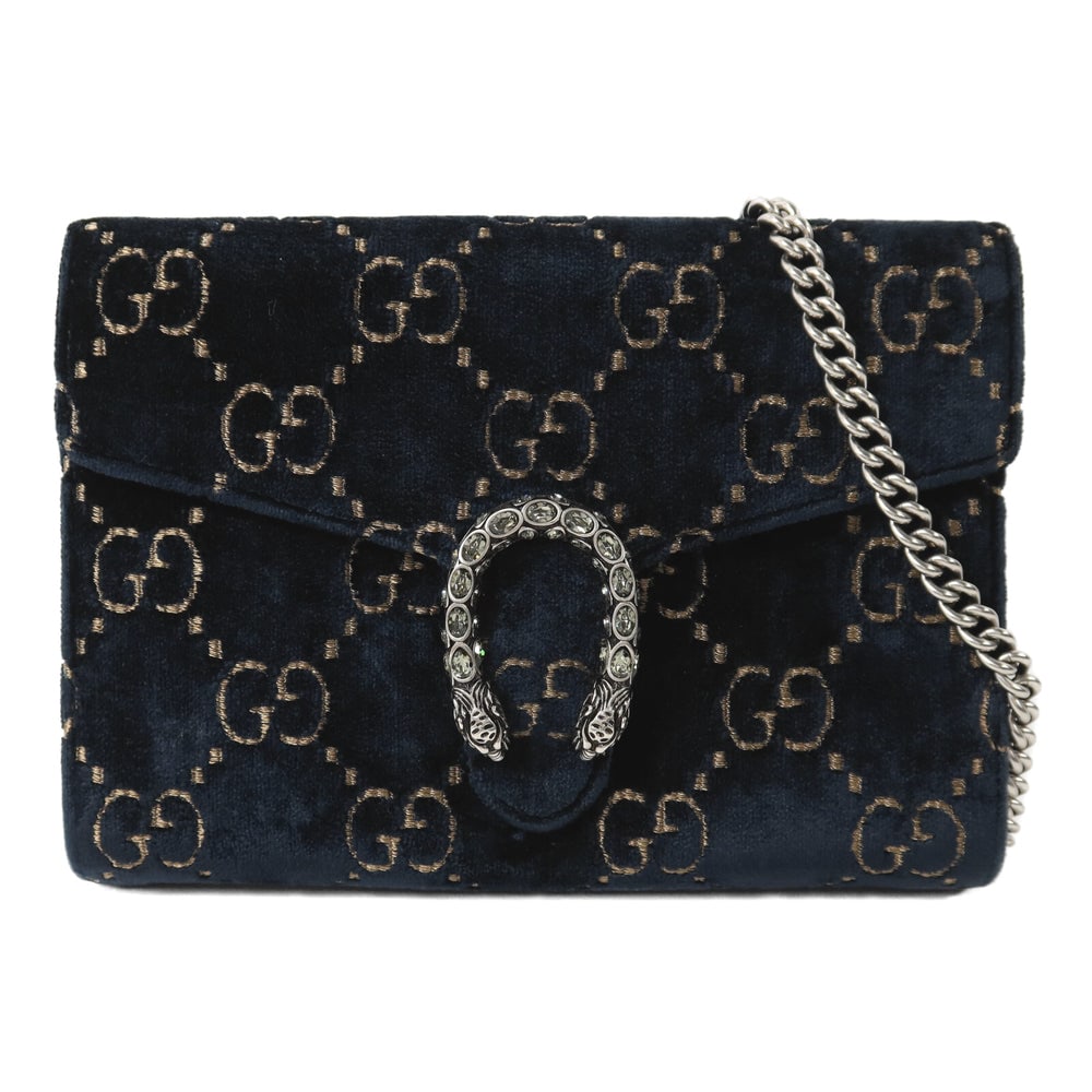 Gucci Velvet Wallet on Chain Blue (1 of 14)