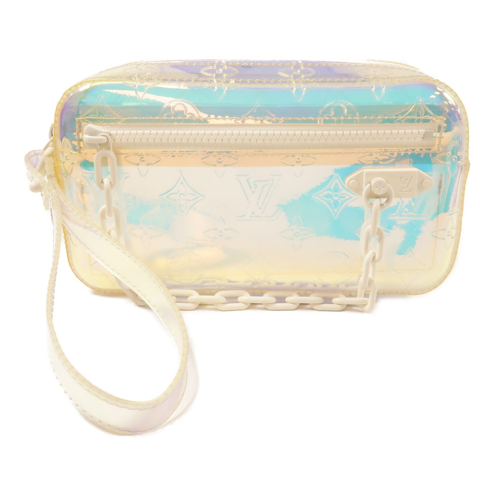 Louis Vuitton Pochette Volga Prism: Monogram Prism PVC handbag. Includes storage bag. 21 x 12 x 5 cm.