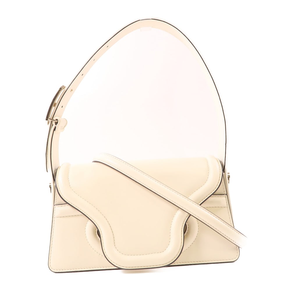 Valentino 2Way Shoulder Bag White: White ivory calfskin 2Way handbag. Includes storage bag and shoulder strap. 24 x 14 x 6 cm.