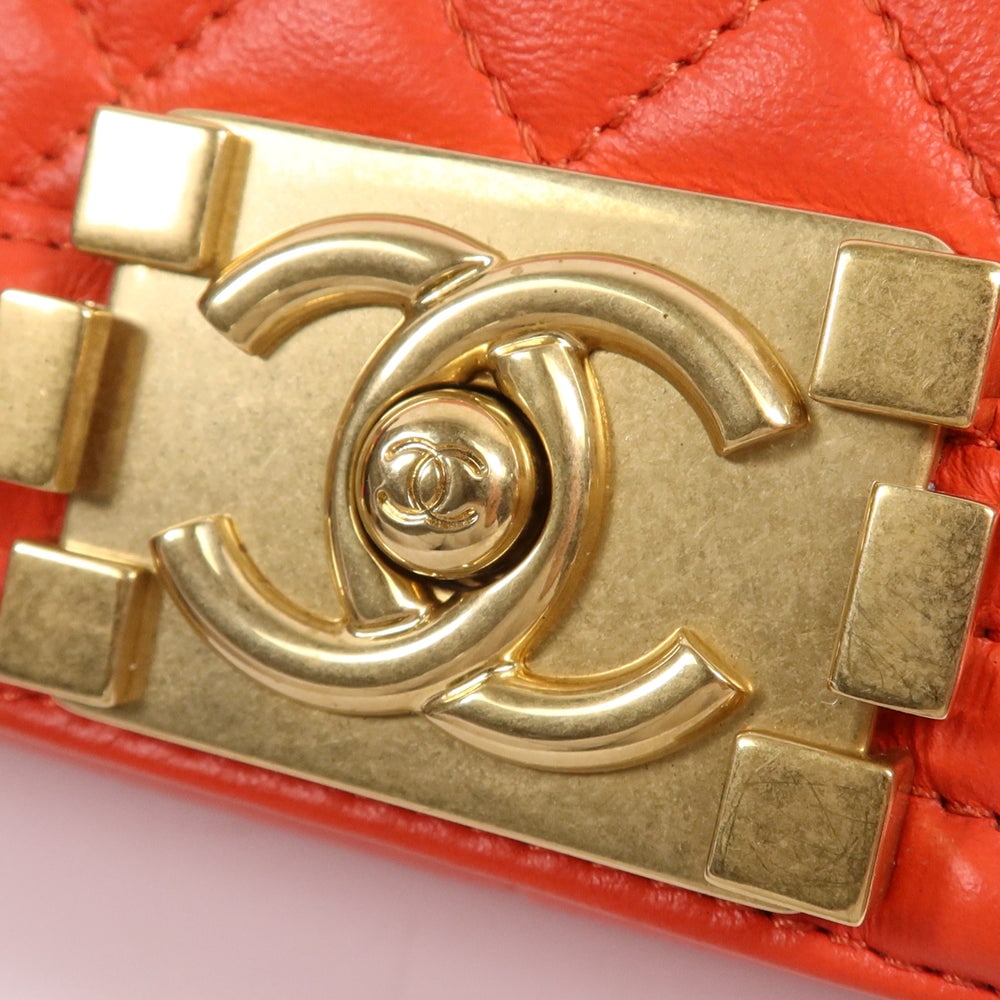 Chanel Boy 28 Chain Orange - 14