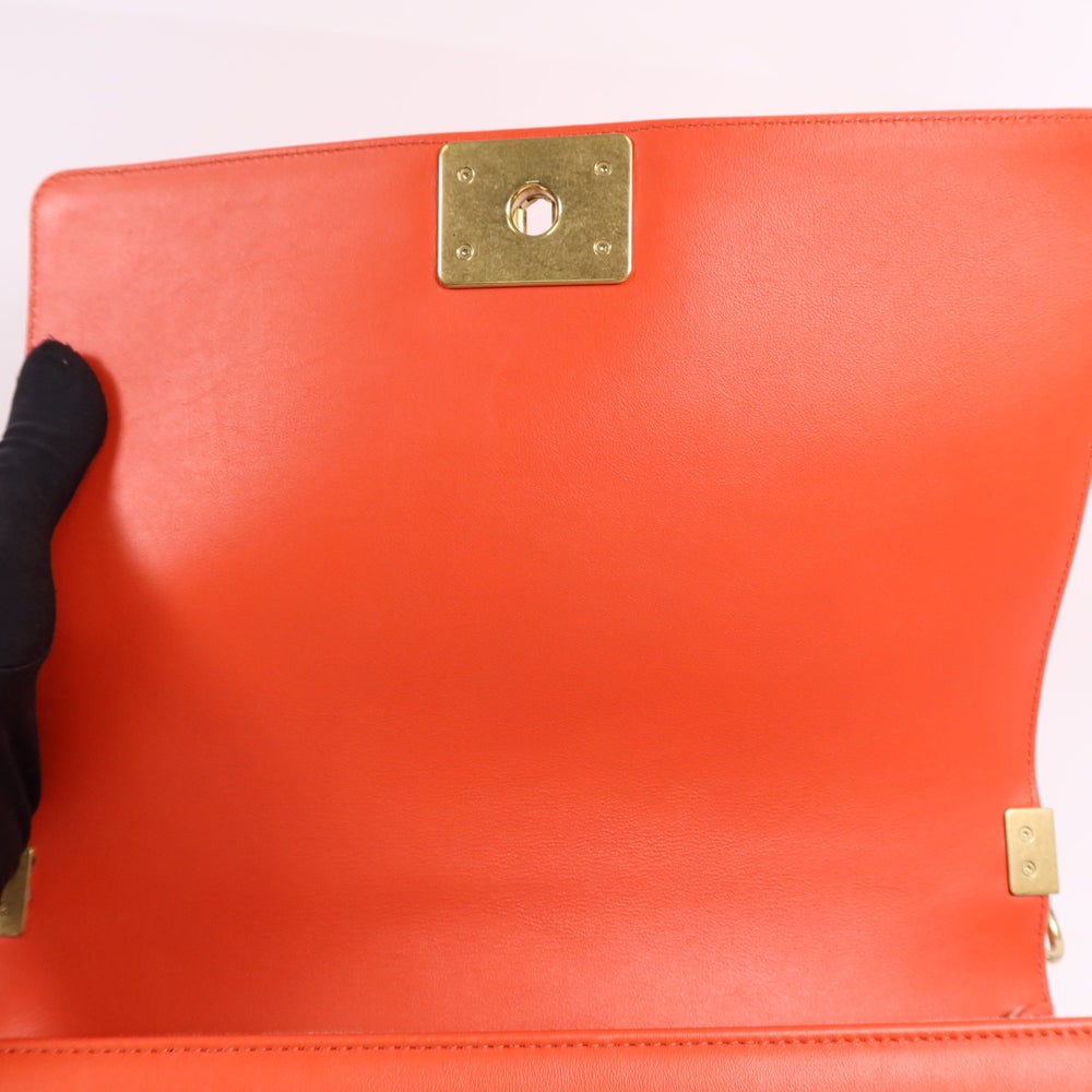 Chanel Boy 28 Chain Orange - 15