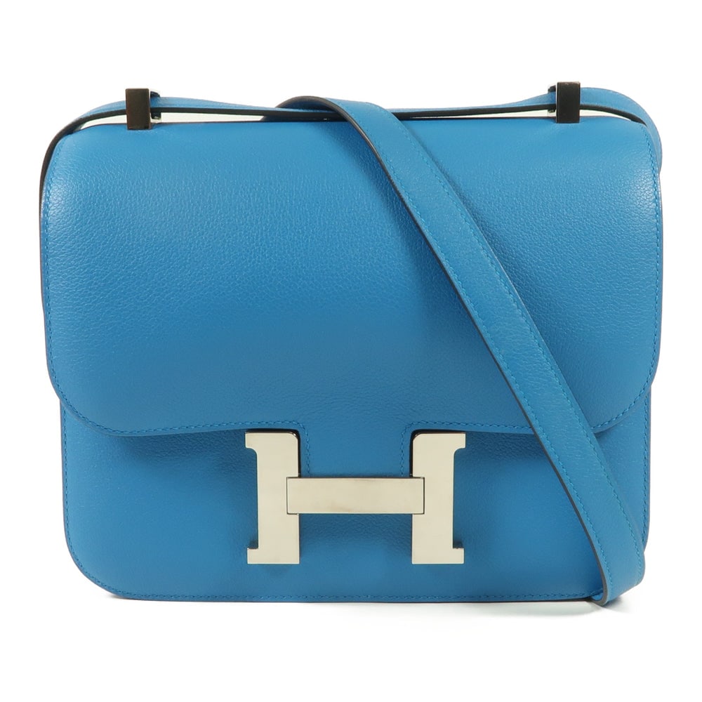 Hermes Constance 24 Zanzibar: Blue Zanzibar Evercolor leather shoulder bag. Includes storage bag. 23 x 19 x 6 cm.