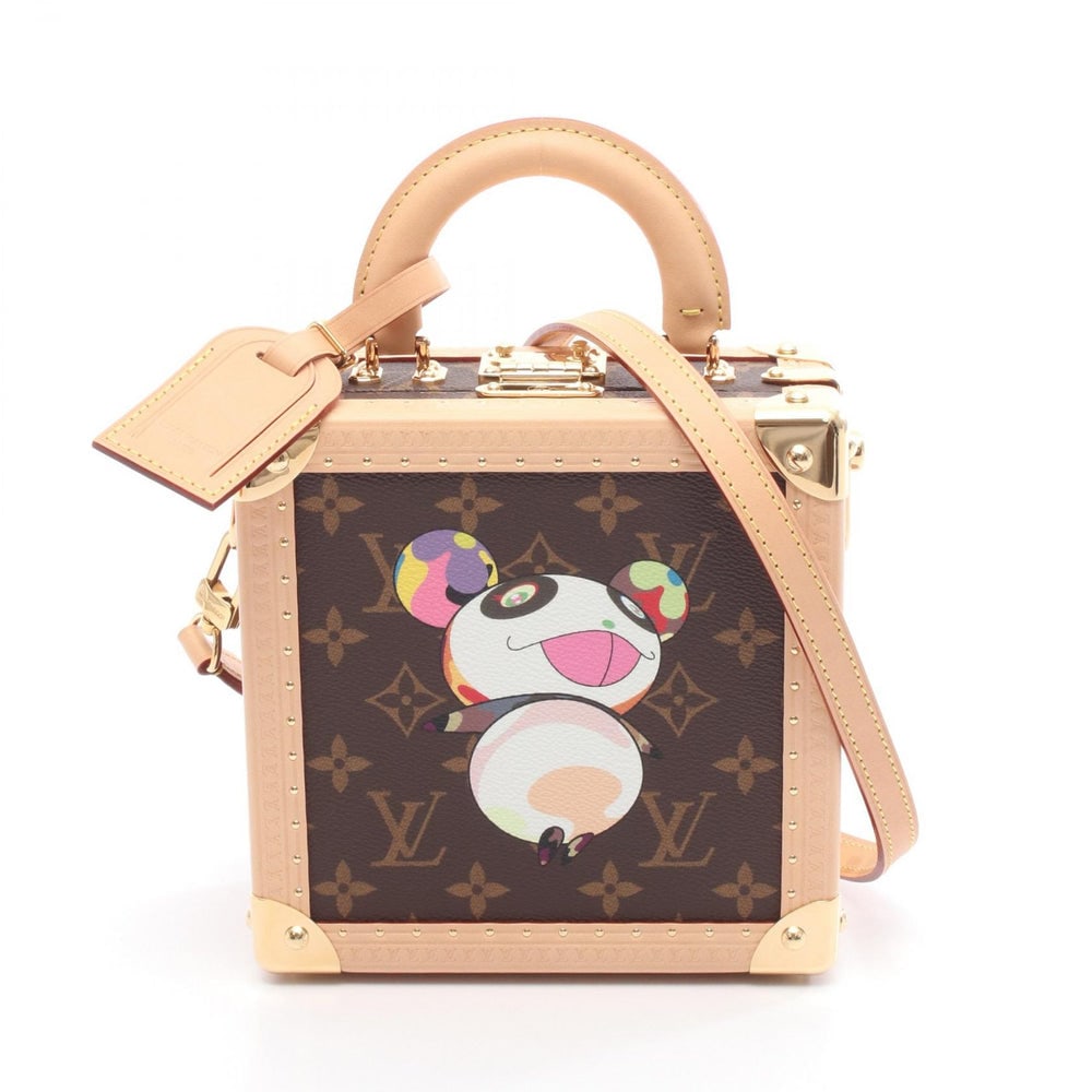 Louis Vuitton Mini Square Trunk: Brown monogram panda 2Way handbag. Includes shoulder strap and name tag. 17.5 x 17.5 x 8.5 cm.