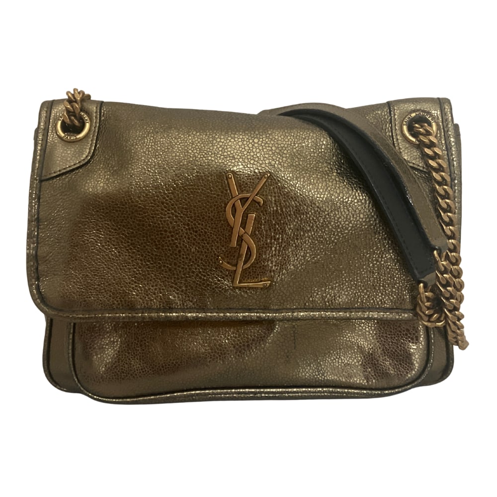 Yves Saint Laurent Niki Baby Gold Metallic Leather Shoulder Bag: Yves Saint Laurent Niki Baby Gold Metallic Leather Shoulder BagCondition: AAuthentic: Yes