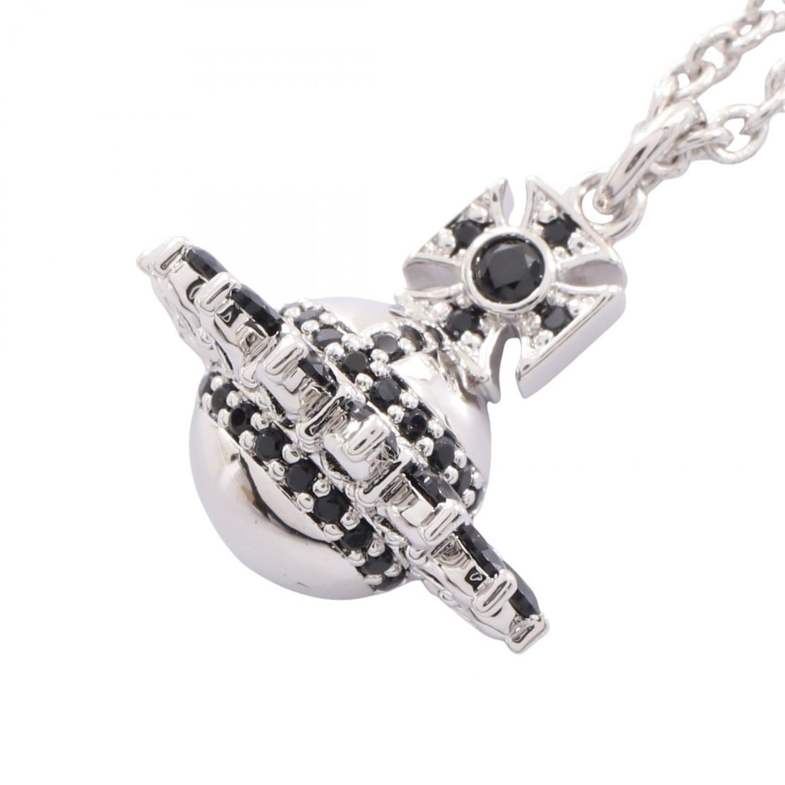 Vivienne Jordana Silver Black: JORDANA necklace in silver tone with black rhinestones.