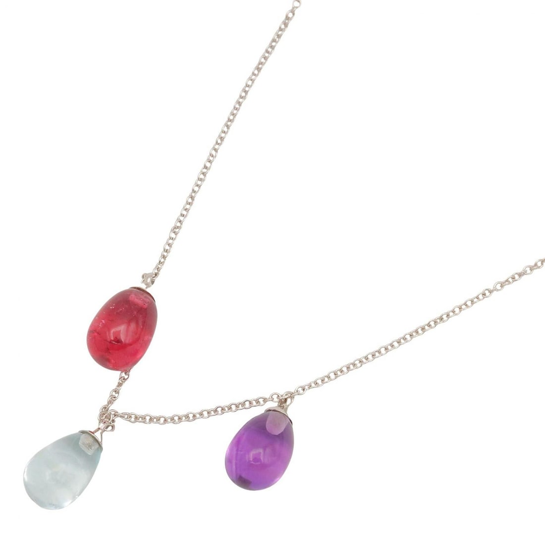 Tiffany Rainbow Drops Necklace WG: Amethyst Aquamarine Tourmaline Rainbow Drops necklace in K18 white gold.