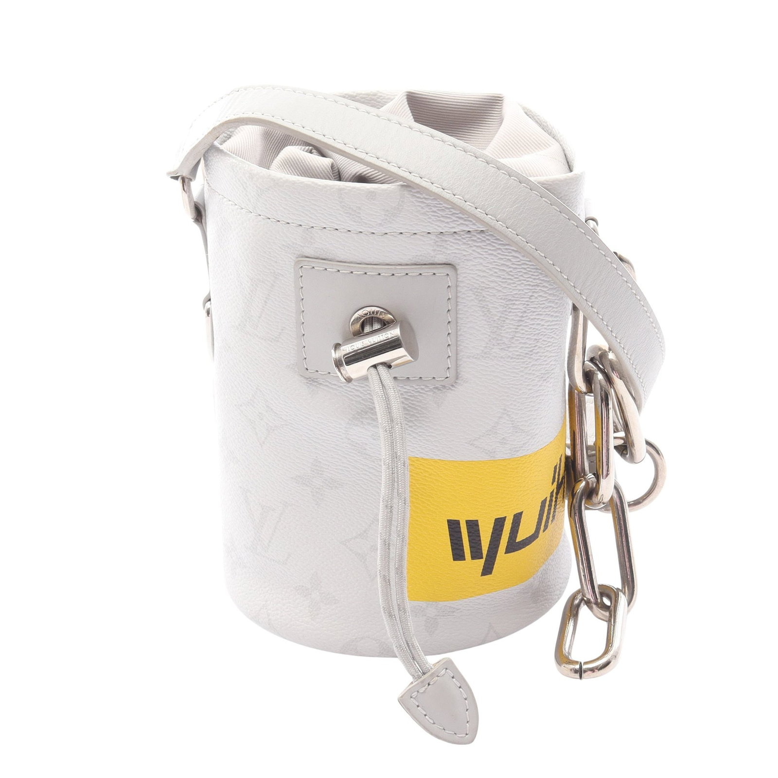 Louis Vuitton Chalk Nano White: Chalk Nano shoulder bag in white monogram PVC and light gray leather. Size 12 x 16 x 12 cm.