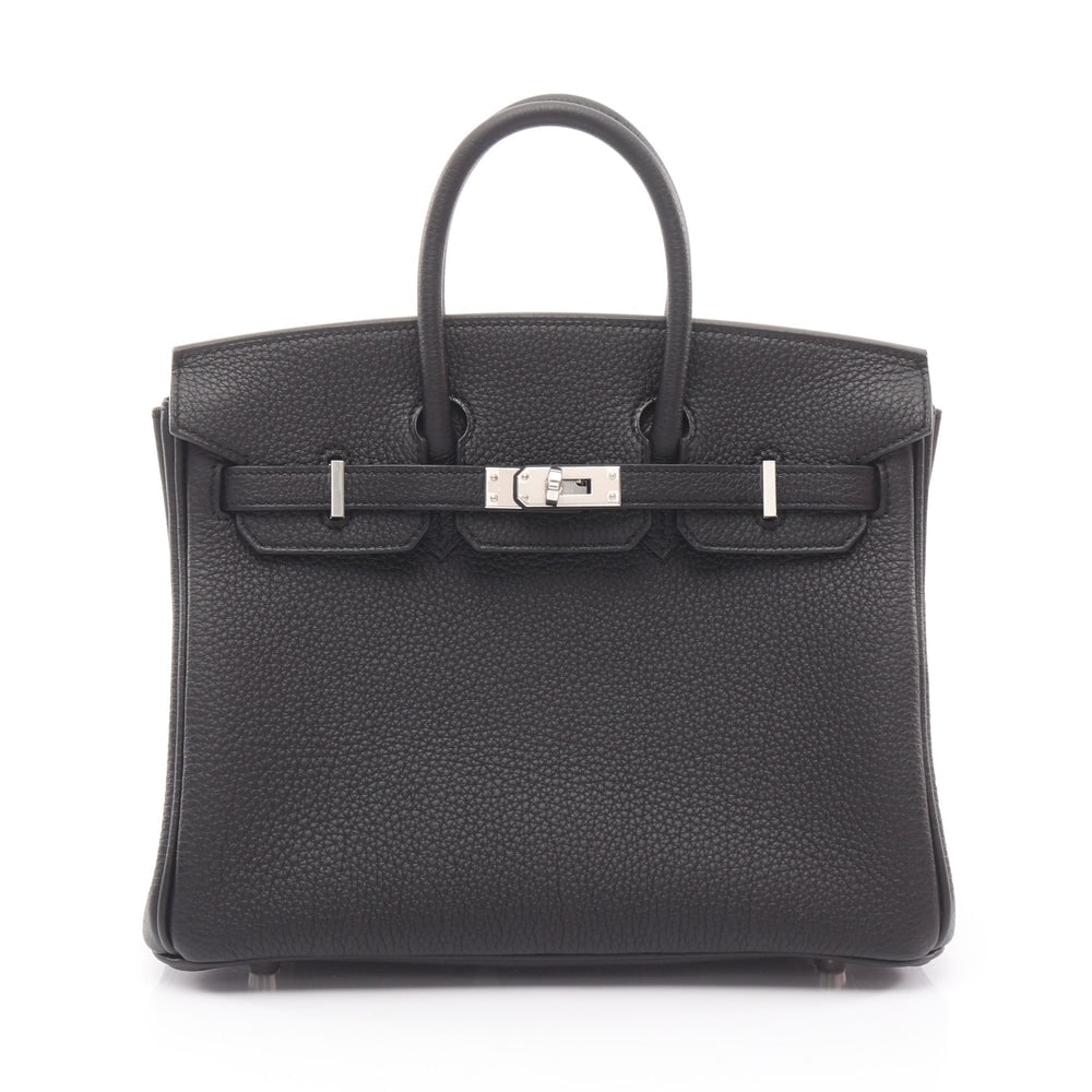 Hermes Birkin 25 Black SHW: Black Togo leather handbag with silver-tone hardware.