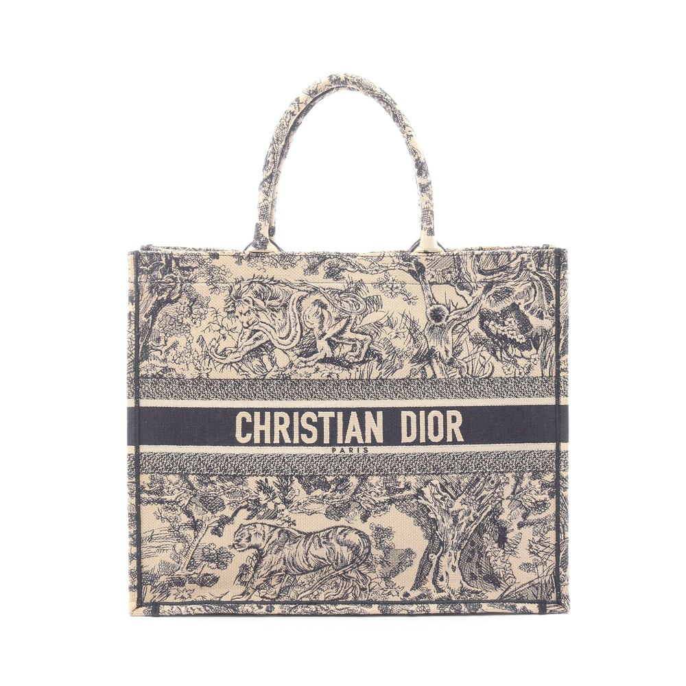 Dior Book Tote Large Beige Navy: Book Tote Large handbag in beige and navy canvas. Size 42 x 35 x 18 cm.