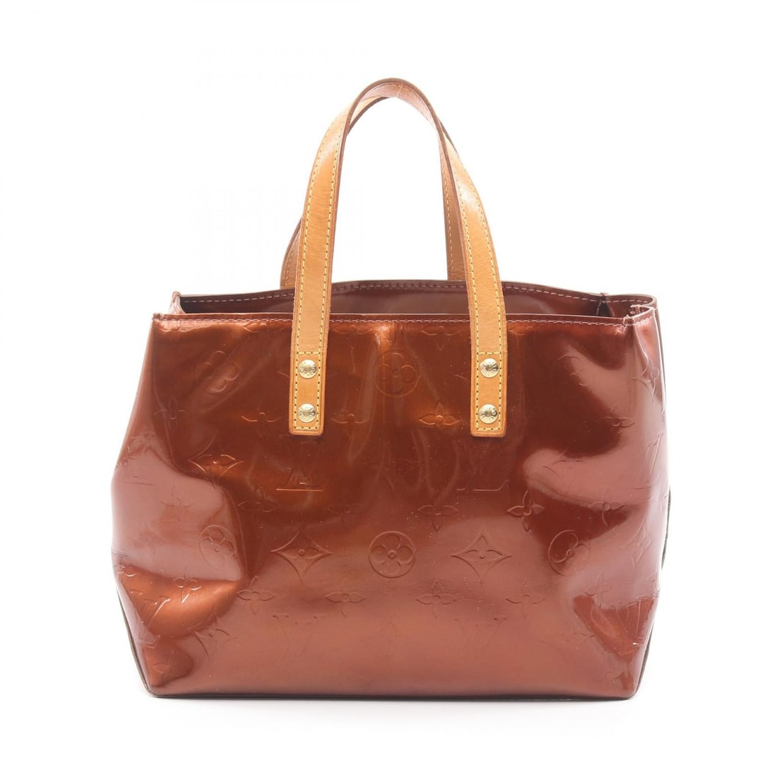 Louis Vuitton Reade PM Bronze: Reade PM M91146 in bronze Monogram Vernis leather. Size 22 x 18.5 x 10 cm. Handle 27.5 cm.