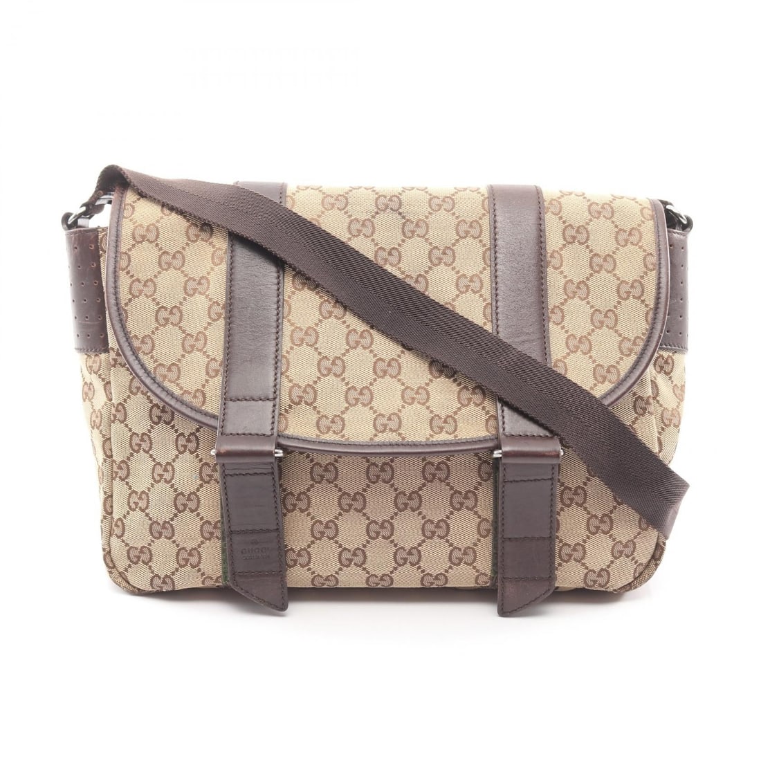 Gucci GG Canvas Shoulder Beige Brown: GG canvas shoulder bag in beige and dark brown with leather trim. Size 30 x 25 x 8.5 cm. Strap 76 to 140 cm.