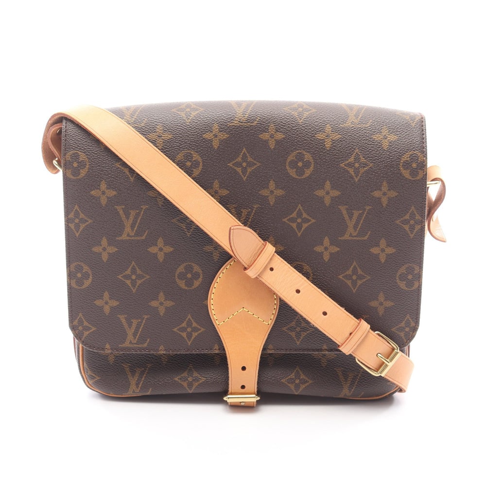 Louis Vuitton Cartouchiere GM: Cartesier GM shoulder bag in brown Monogram canvas. Size 26 x 23 x 7.5 cm.
