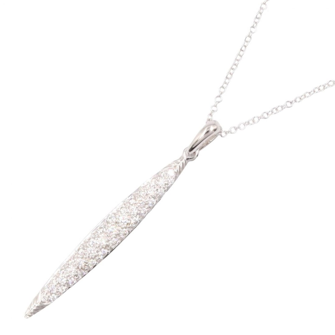 Tiffany Feather Diamond Necklace WG: Feather diamond necklace in K18 white gold.