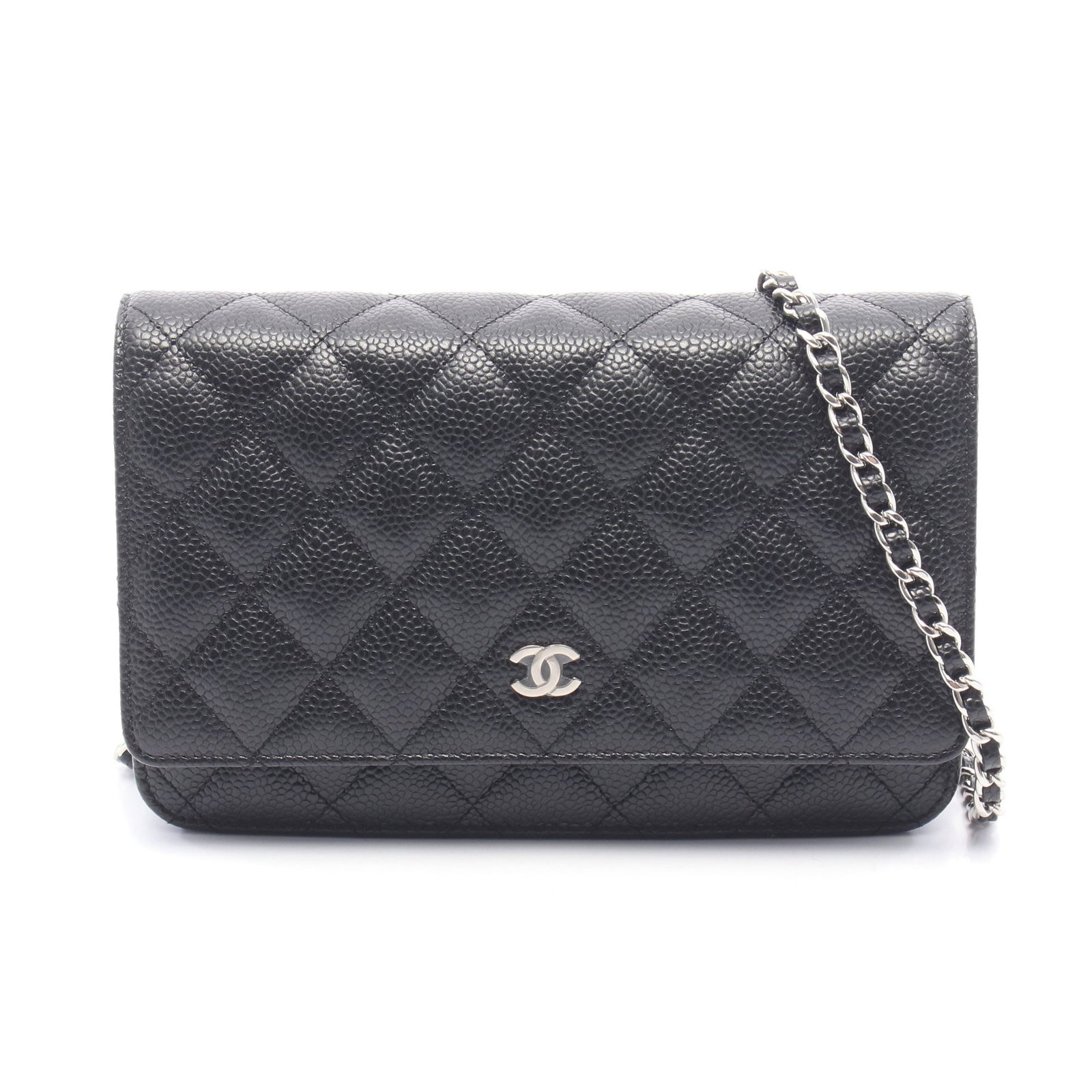 Chanel Chain Wallet Black: Black caviar skin chain wallet.