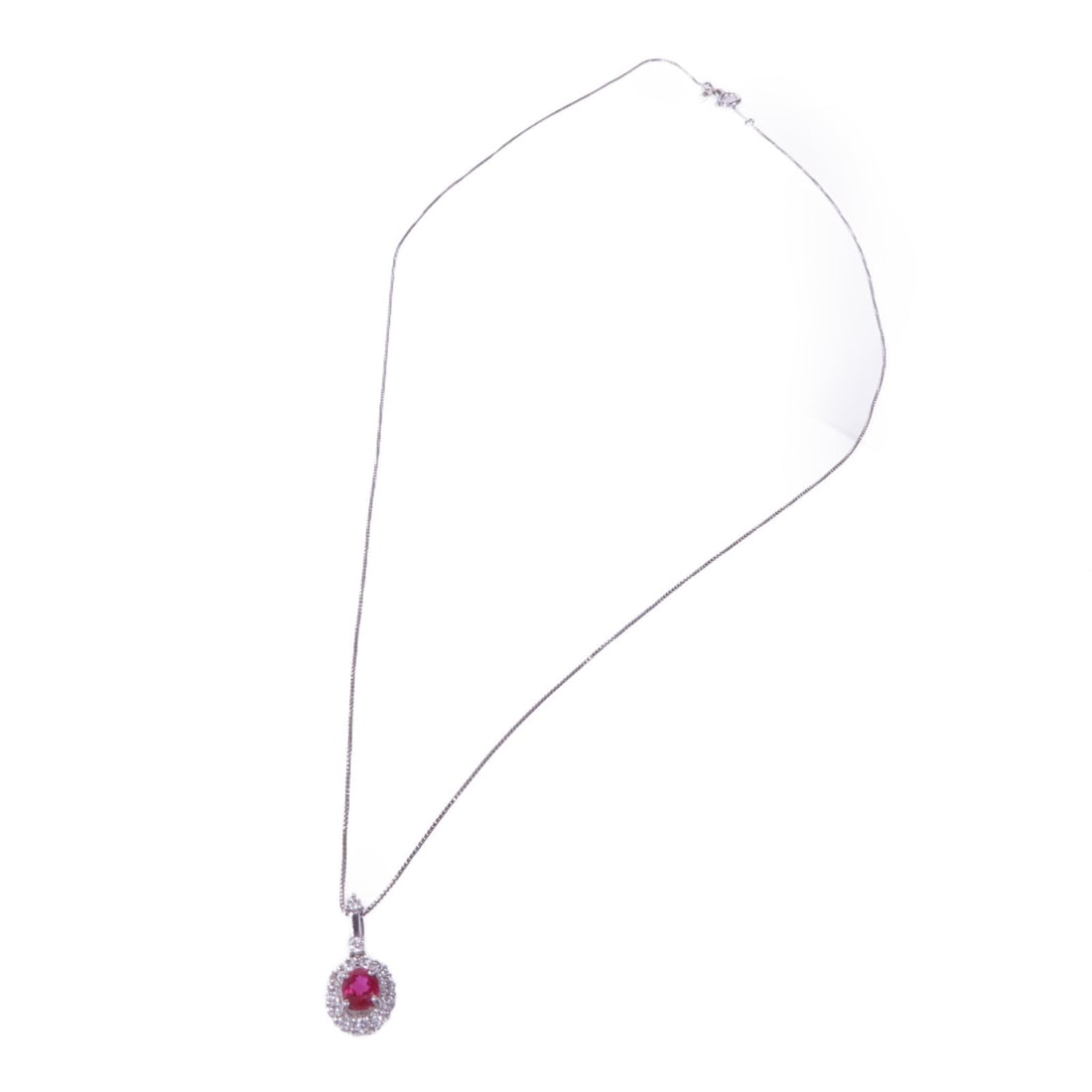 Ruby Diamond Necklace 18K White Gold - 3
