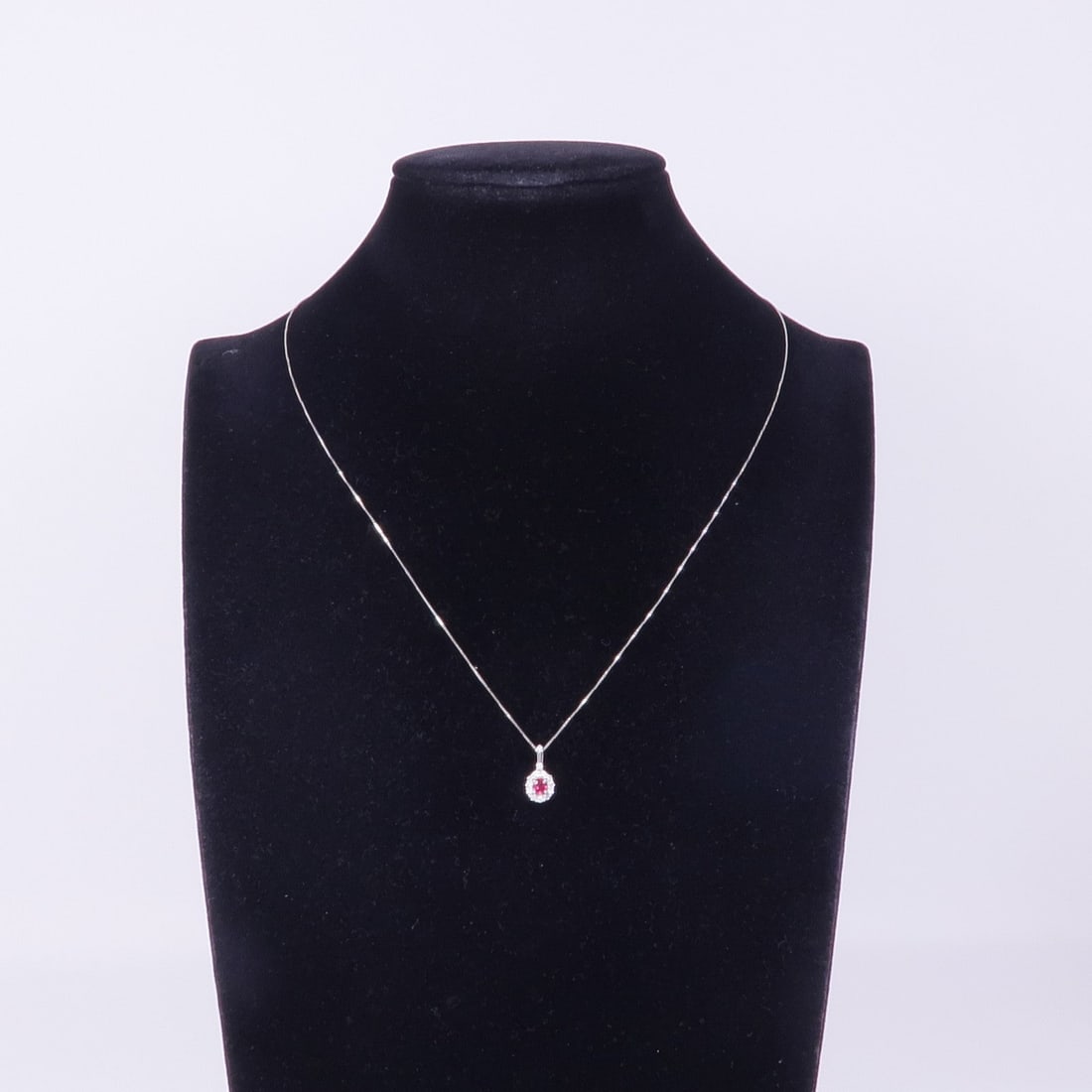 Ruby Diamond Necklace 18K White Gold - 7