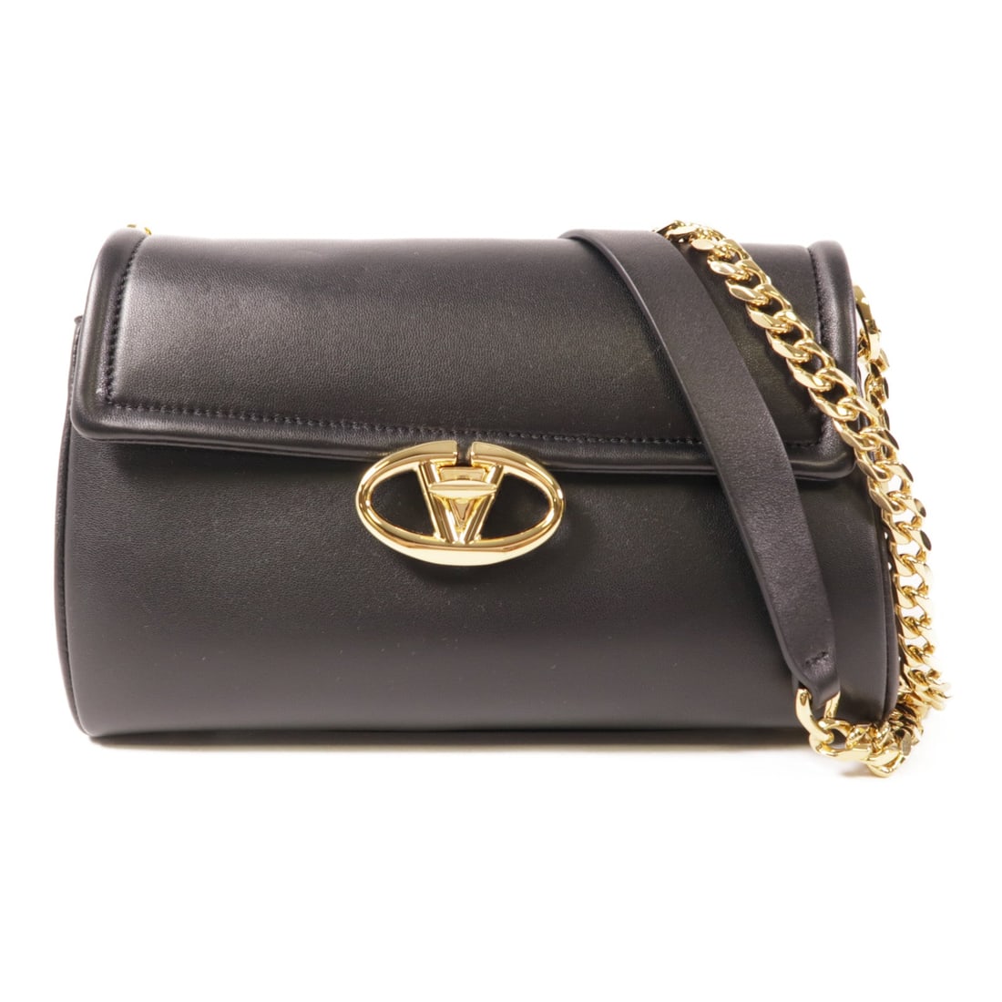 Valentino VLogo Signature Bag: Black calfskin shoulder bag.