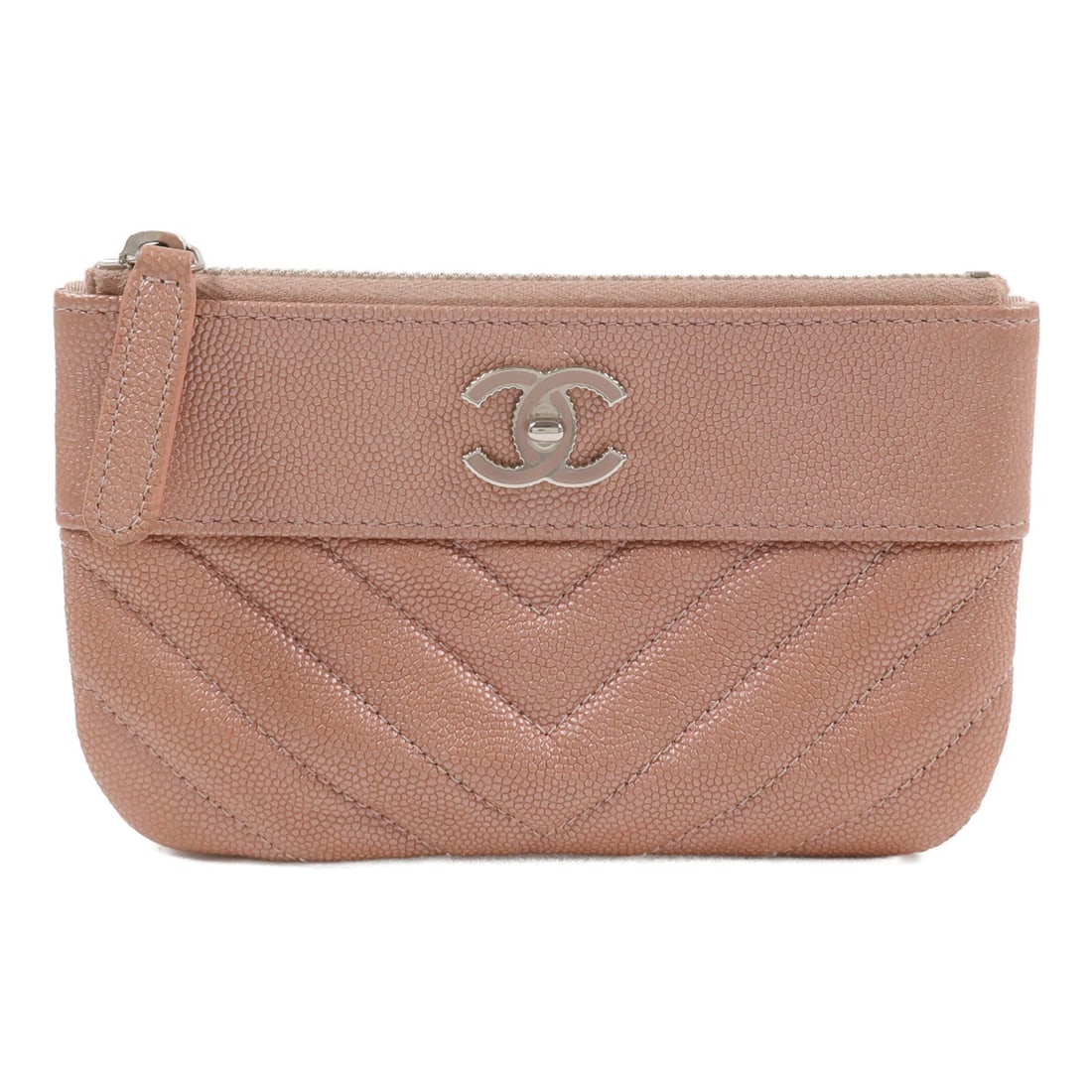 Chanel Zip Mini Pouch Dusty Pink: Zip Mini Pouch A70119 in dusty pink calfskin. Includes hologram sticker and guarantee. Size 15 x 9 cm.