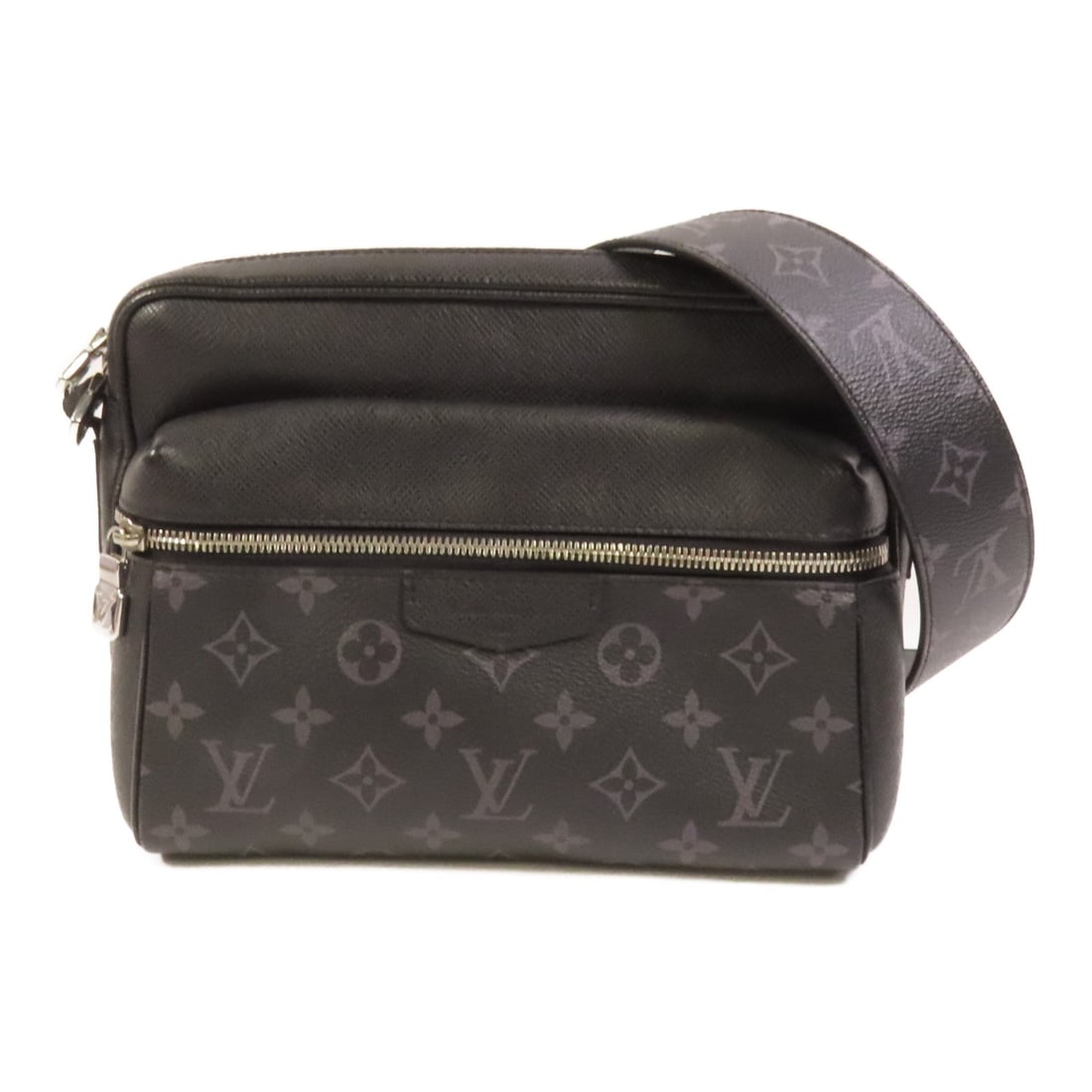 Louis Vuitton Outdoor Messenger: Black monogram eclipse and taiga messenger bag.