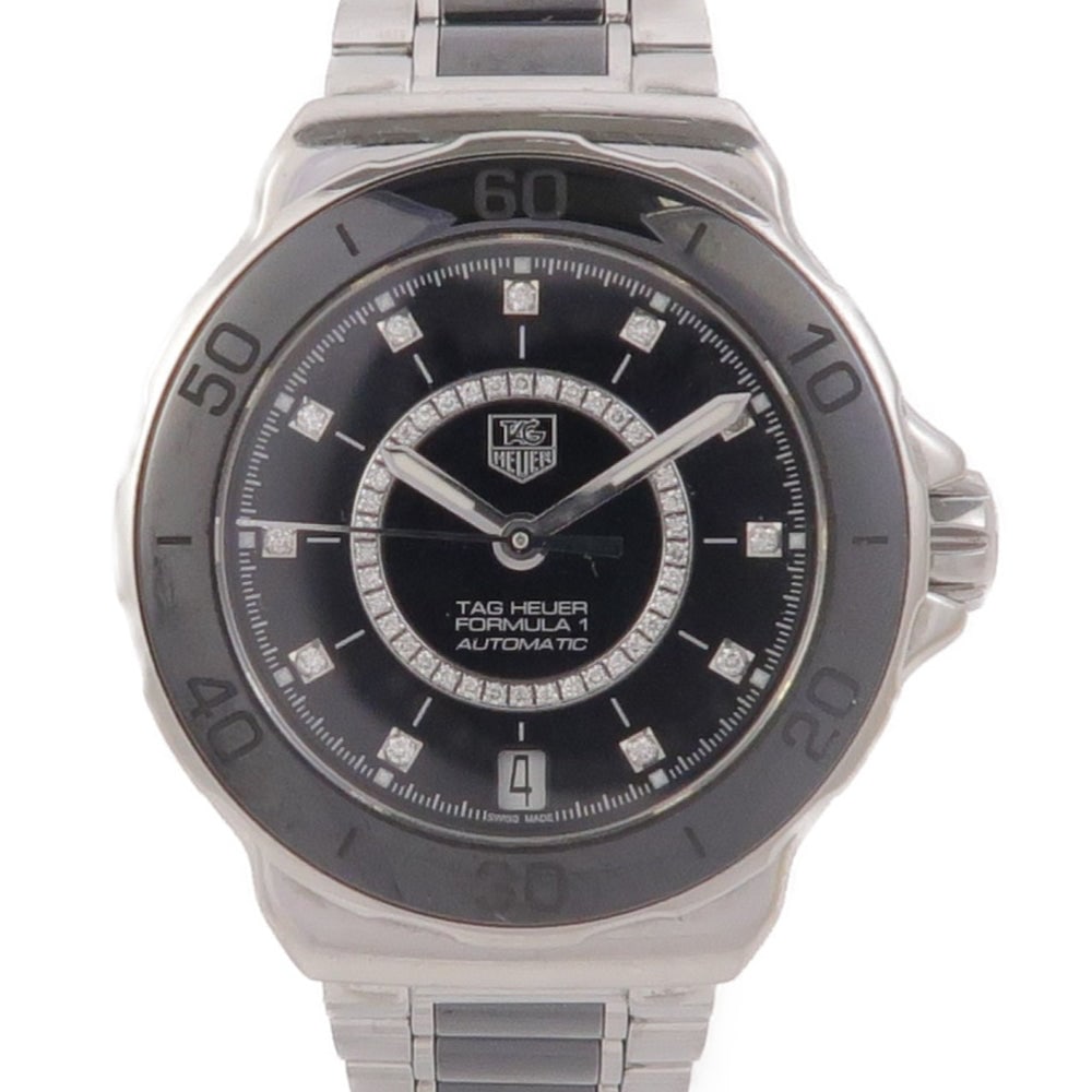Tag Heuer Formula 1 Calibre 5 Auto: Black automatic watch in stainless steel. Includes guarantee. 37mm case, max wrist 15cm.