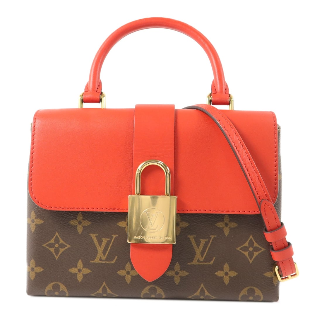 Louis Vuitton Locky BB Red: Brown and red monogram shoulder bag.