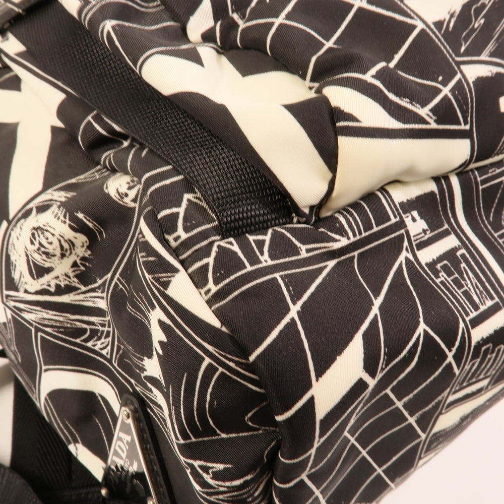Prada Nylon Backpack Black White - 10