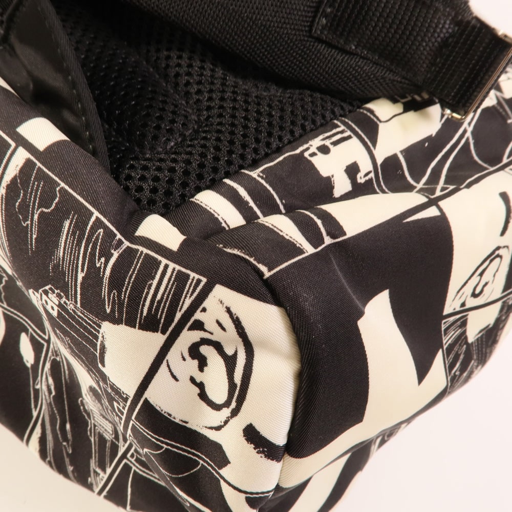 Prada Nylon Backpack Black White - 12