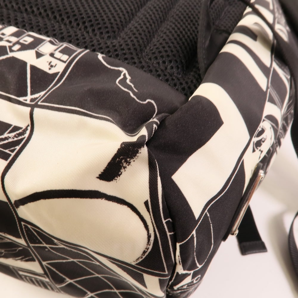 Prada Nylon Backpack Black White - 13