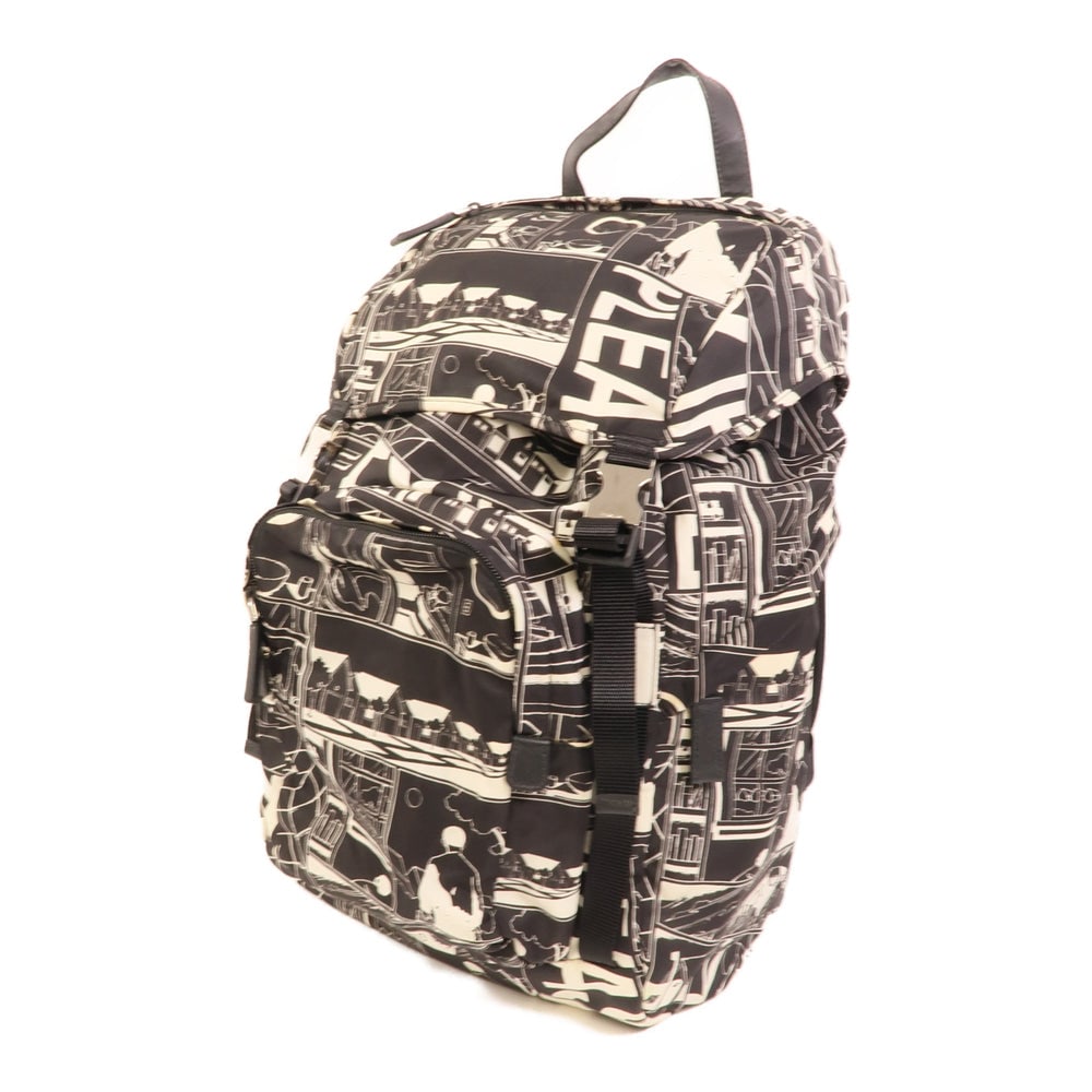 Prada Nylon Backpack Black White - 3