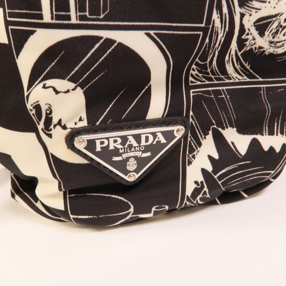 Prada Nylon Backpack Black White - 6