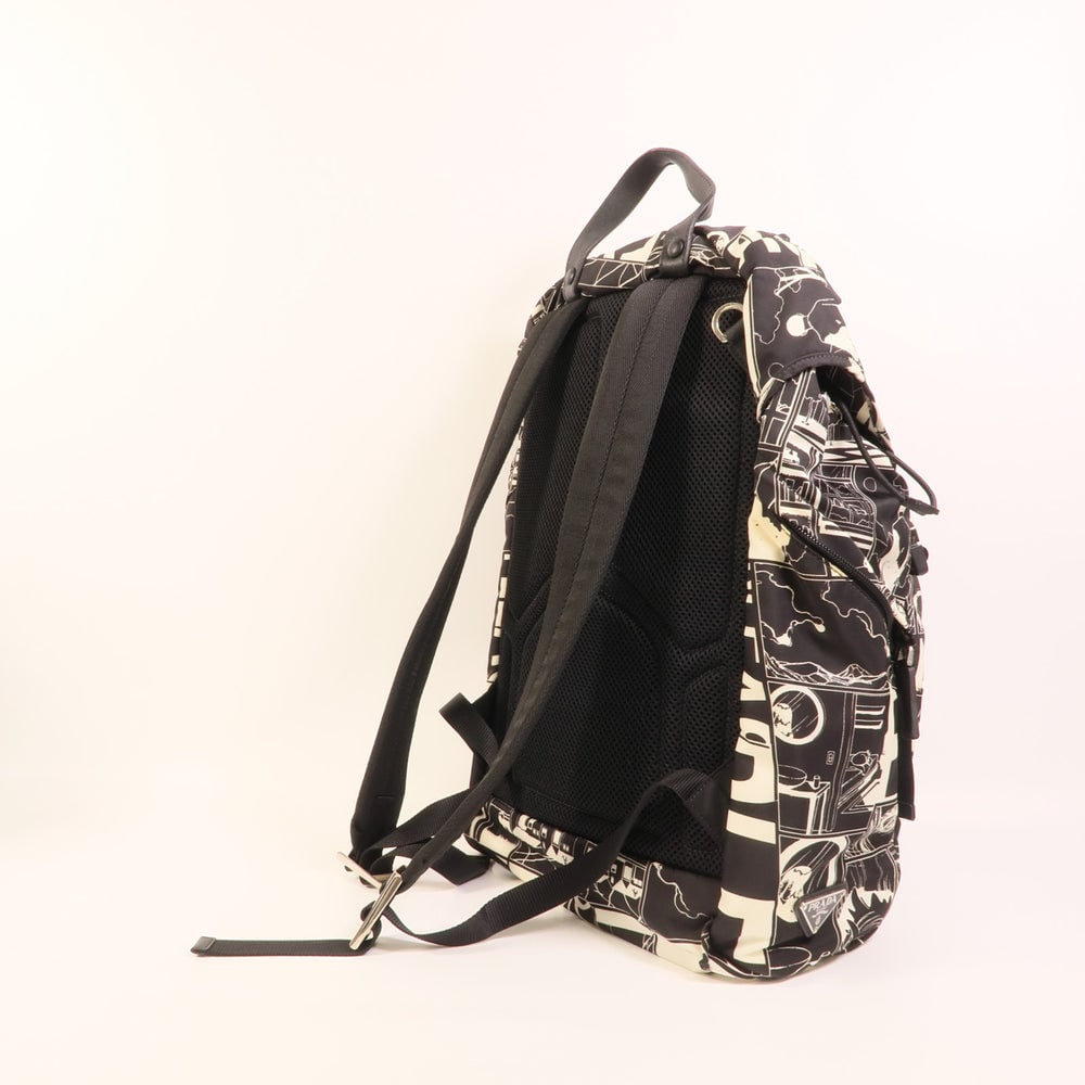 Prada Nylon Backpack Black White - 8