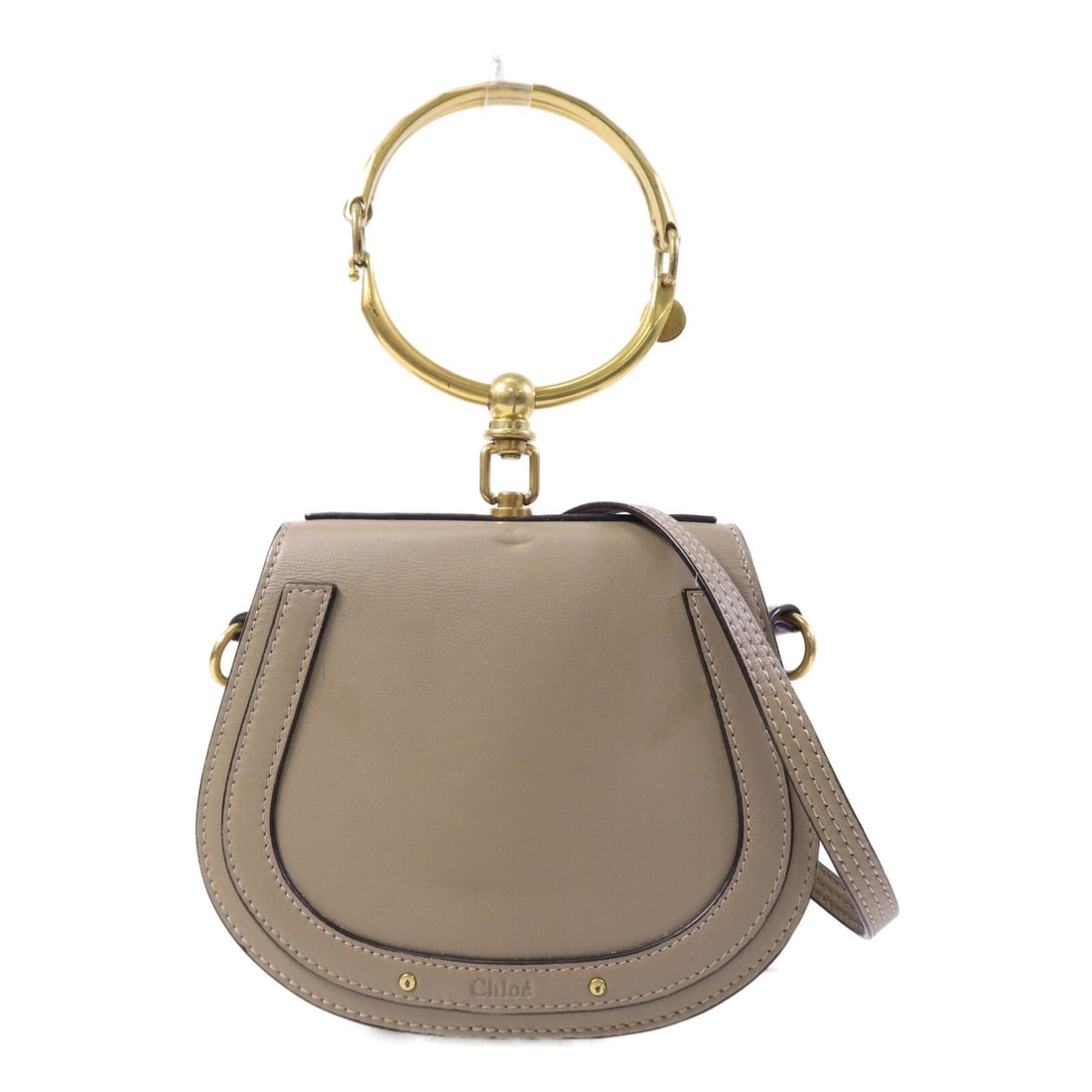 Chloe Small Nile 2 Way Gray: Small Nile Bracelet 2 way shoulder bag in gray calfskin with gold-tone hardware. Includes shoulder strap. Size 19 x 16 x 5.5 cm.