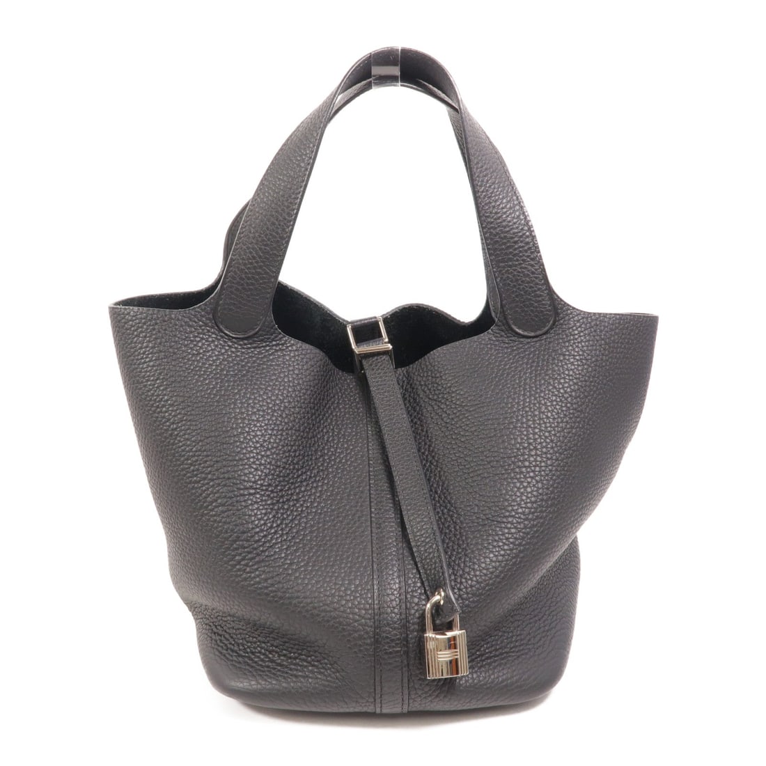 Hermes Picotin MM Noir: Black Clemence leather tote bag.