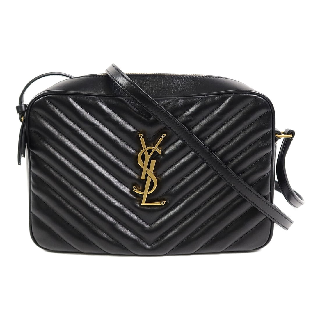 Saint Laurent Lou Camera Bag: Black calfskin camera shoulder bag.