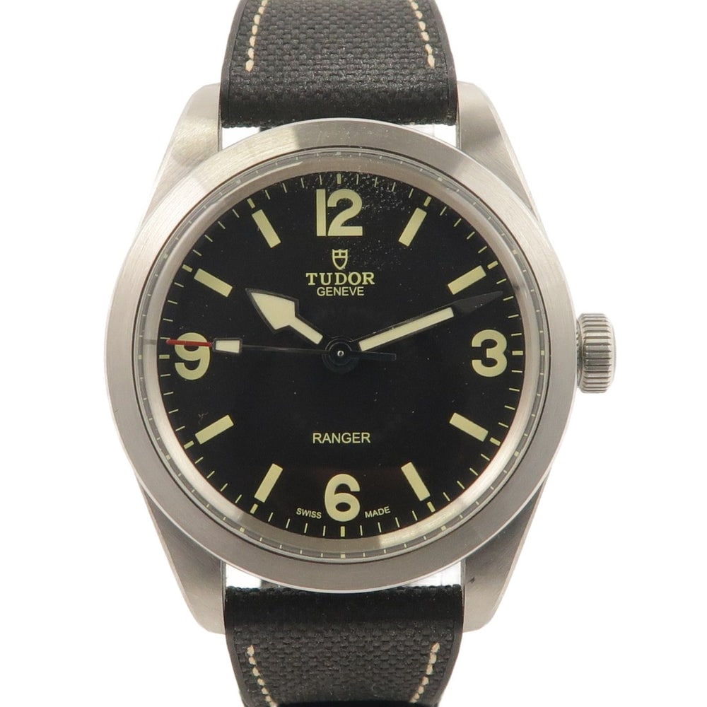 Tudor Ranger 79950-0002 Auto Black: Automatic Tudor Ranger 79950-0002 in stainless steel with black dial. Case 39mm, max wrist 18.5cm, band 16-20mm. Includes storage box and guarantee.