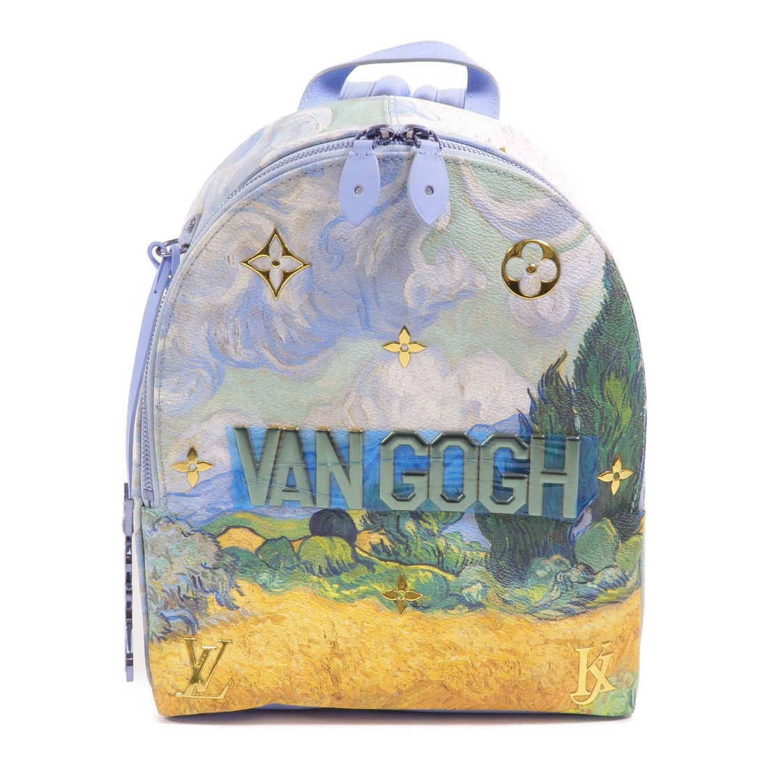 Louis Vuitton x Jeff Koons Backpack: Blue coated canvas backpack.
