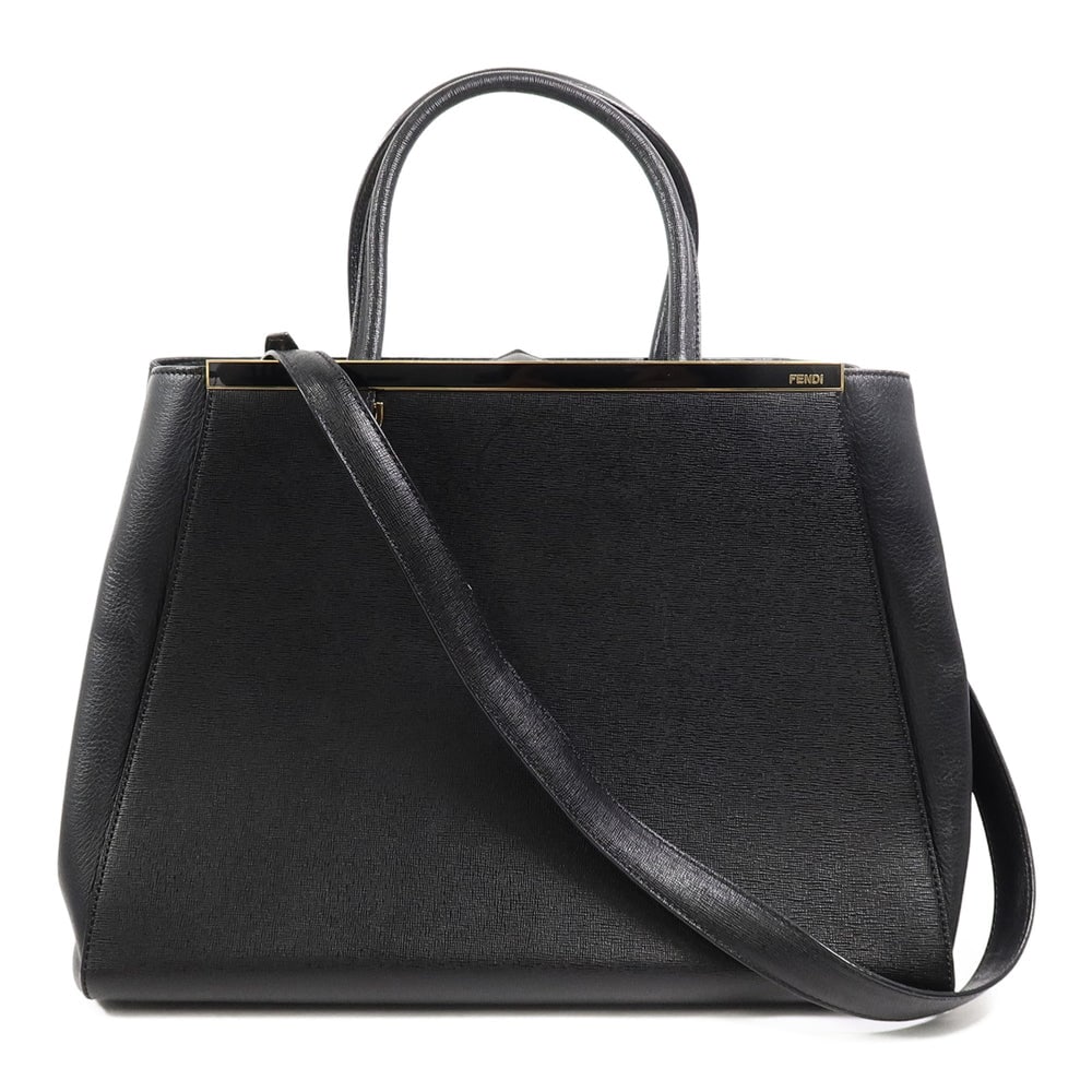 Fendi 2 Jours 2 Way Black: 2 Jours 2 way shoulder bag 8BH250 in black calfskin. Includes shoulder strap. Size 27 x 20 x 13 cm.