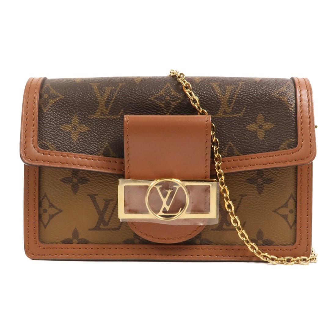 Louis Vuitton Dauphine Chain Bag: Brown monogram reverse coated canvas chain shoulder bag.