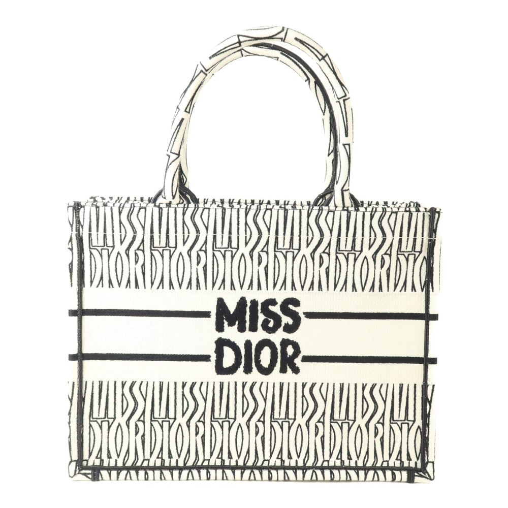 Dior Book Tote Medium: Black and white canvas tote bag.