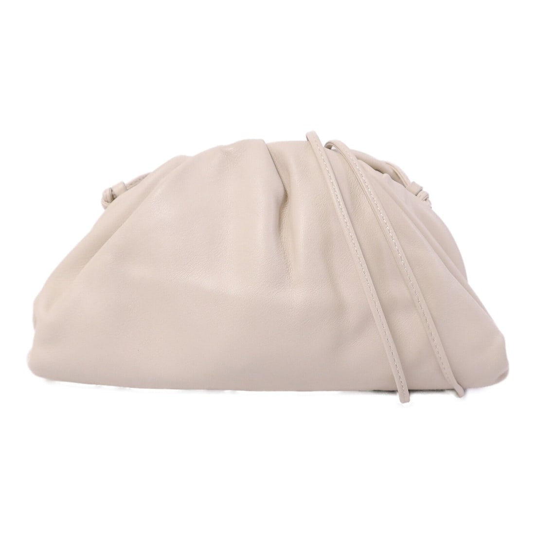 Bottega Veneta Mini Pouch White: The Mini Pouch shoulder bag in white calfskin with gold hardware; includes storage bags; 22 x 13 x 5 cm.