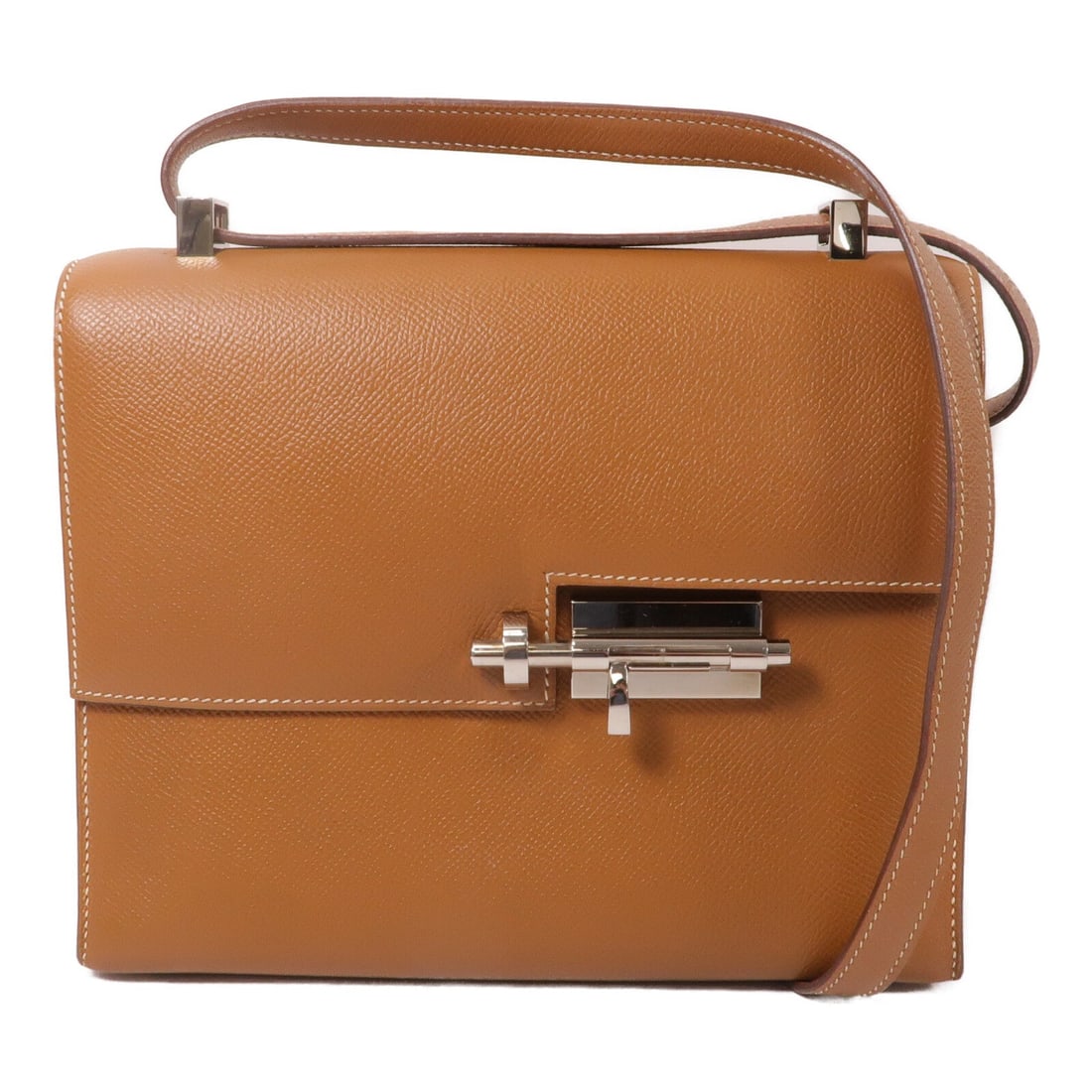 Hermes Verrou 23 Gold: Verrou 23 shoulder bag in Gold Veau Epsom leather with palladium hardware; includes storage bags; 23 x 18 x 7 cm.