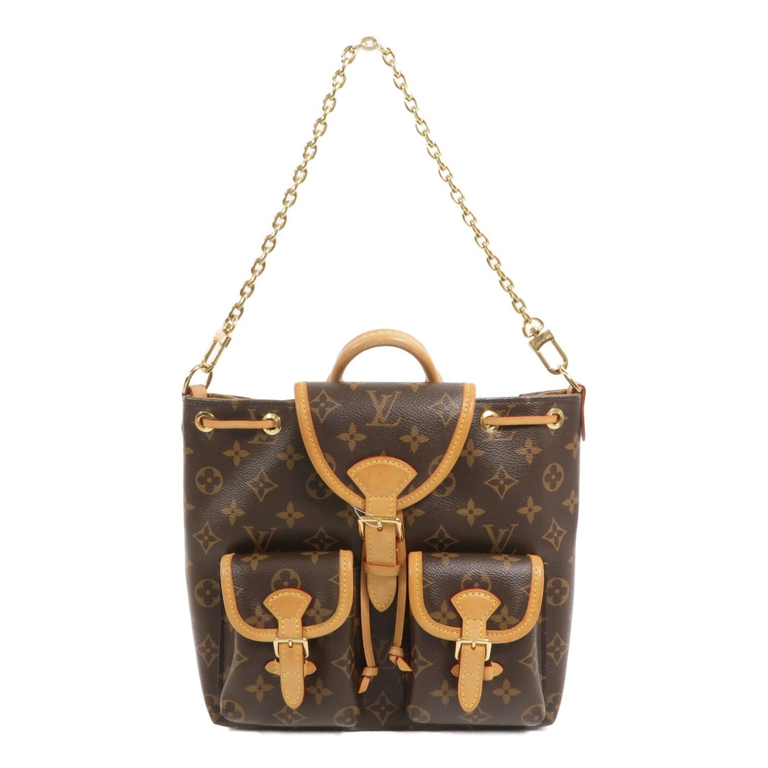Louis Vuitton Excursion PM Brown: Excursion PM backpack M46932 in Monogram coated canvas with gold hardware; includes storage bags and shoulder strap; 23.5 x 25 x 7 cm.