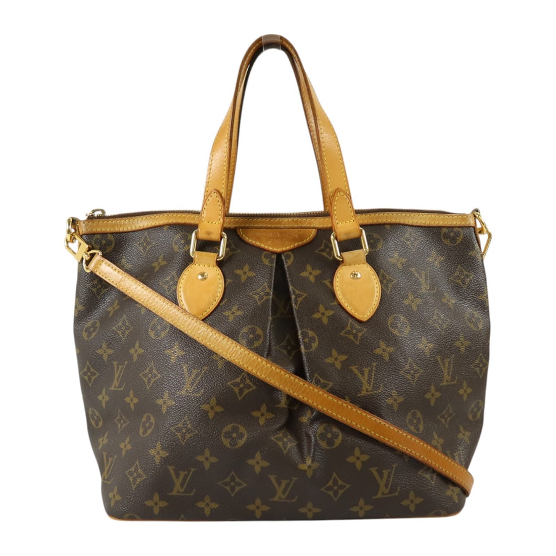 Louis Vuitton Palermo PM Brown: Palermo PM hand shoulder bag M40145 in Monogram coated canvas with gold hardware; includes shoulder strap; 29 x 27 x 16 cm.