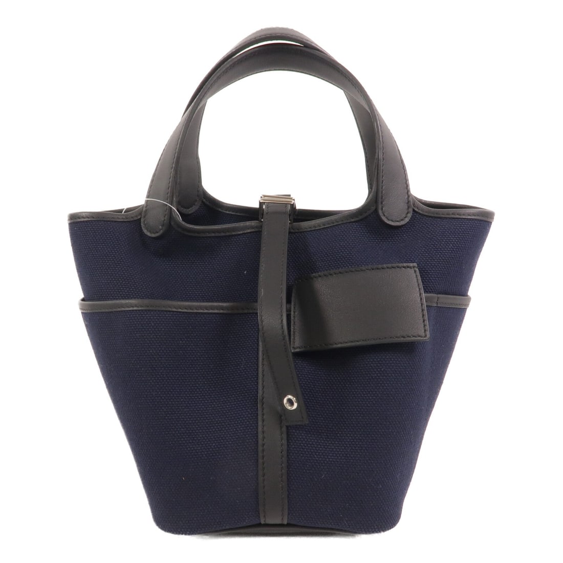 Hermes Picotin PM Noir Caban: Picotin PM tote in Noir and Caban canvas with palladium hardware; includes storage bags, key, and cadena; 18 x 19 x 13.5 cm.