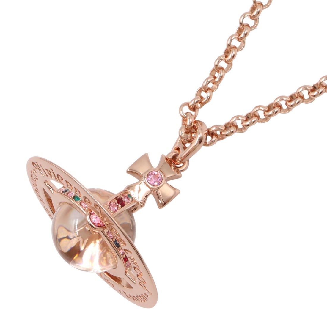 Vivienne Brass Pink Gold Necklace: Necklace in brass with pink gold tone.