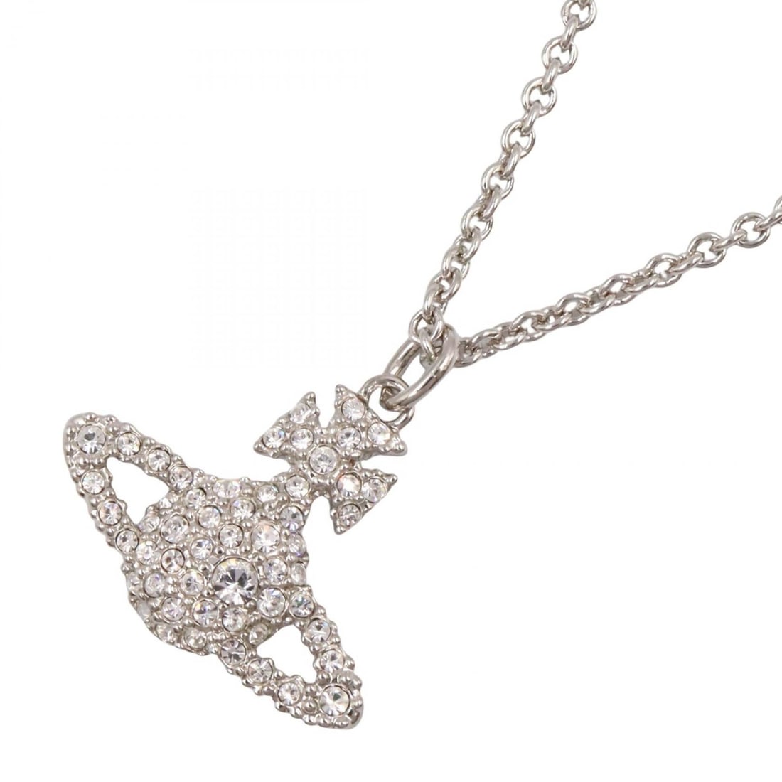 Vivienne Grace Bas Relief Necklace: Grace Bus Relief necklace in brass with silver tone and clear detail.
