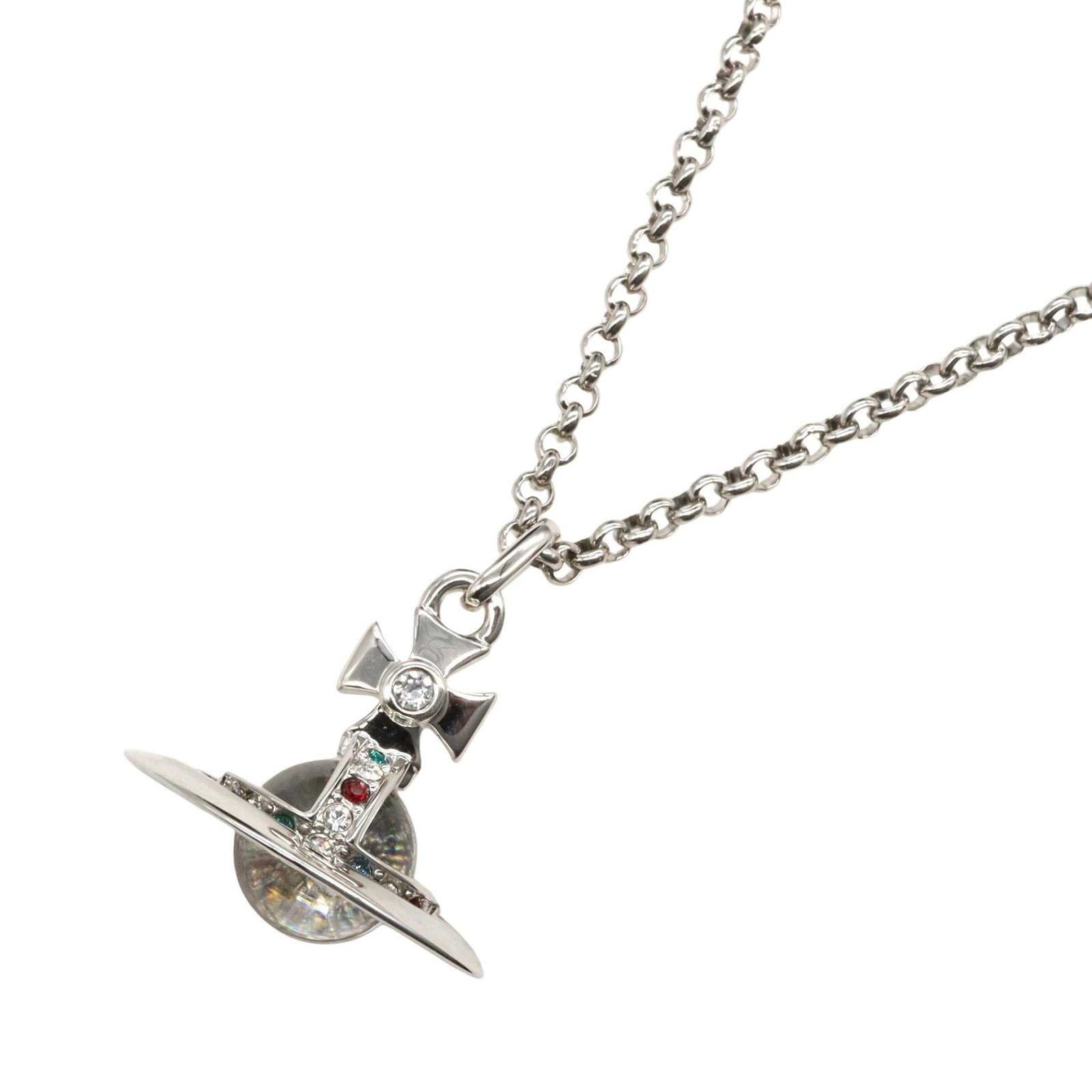 Vivienne Brass Silver Necklace: Necklace in brass with silver tone.